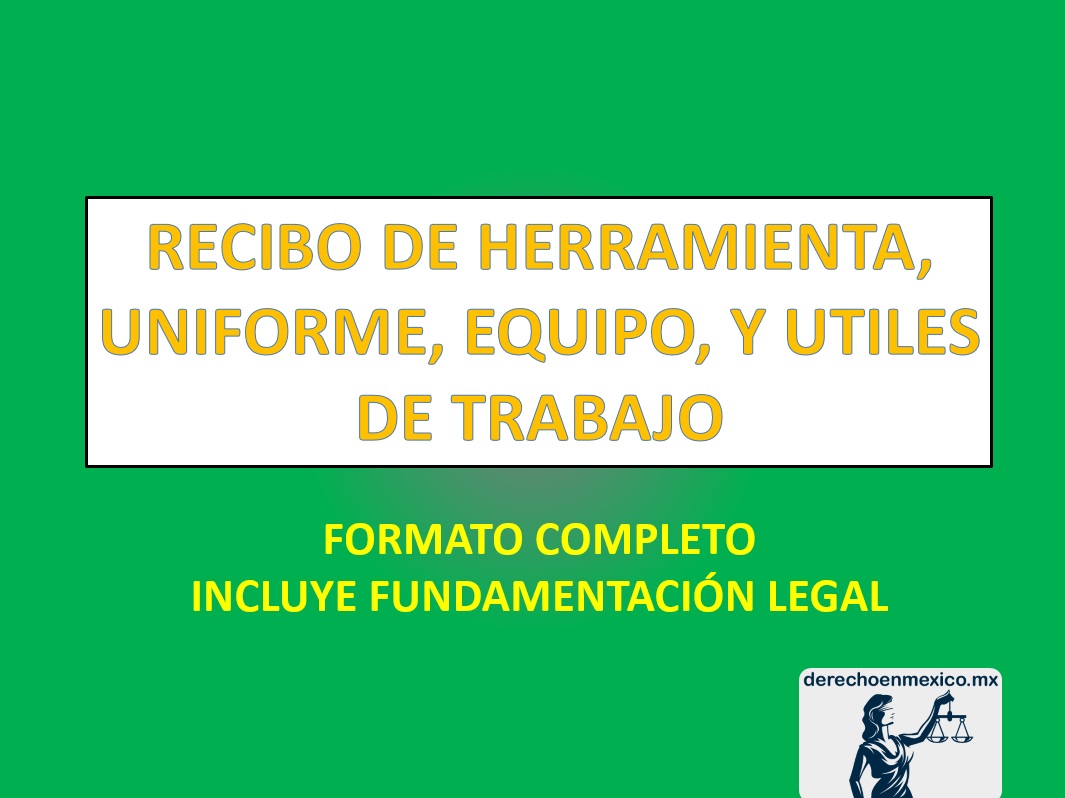 Recibo De Herramienta Uniforme Equipo Y Utiles De Trabajo